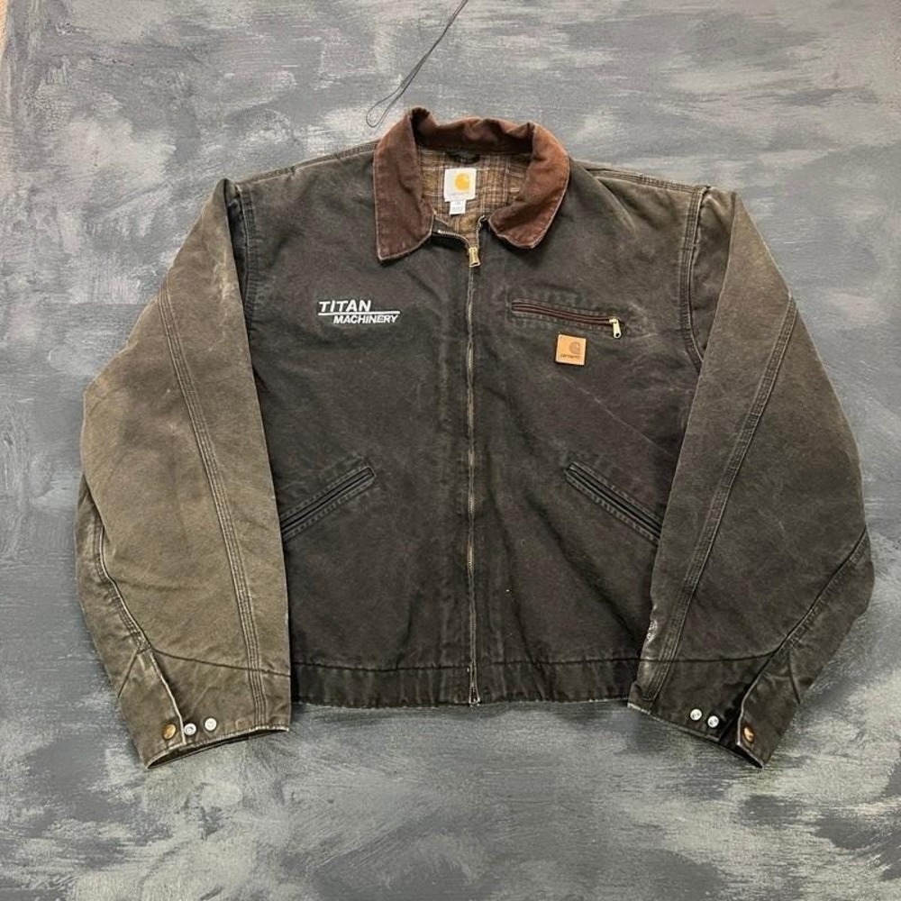 Vintage Carhartt Detriot Jacket Men's XXL Black 1990s Faded‎ Blanket Lined